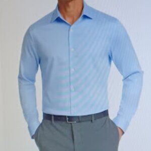 Kenneth Cole Reaction Slim Fit Men’s sky-blue dress shirt 17.5 neck 36/37 sleeve